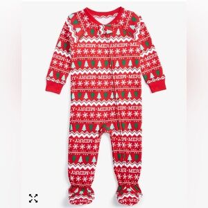 Holiday Lane Infant Merry Mix It Cotton Footed Christmas Pajamas Onesie NWT